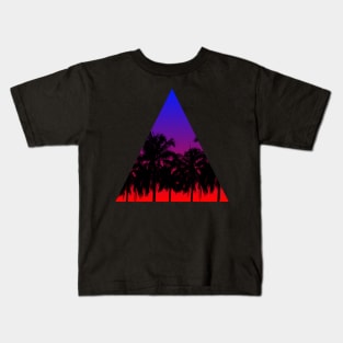 Palm Tree Sunrise Triangle Vacation Kids T-Shirt